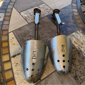 Vintage A & J Hammered Metal Steel Shoe Tree Shaper Stretcher Adjustable Pair P5